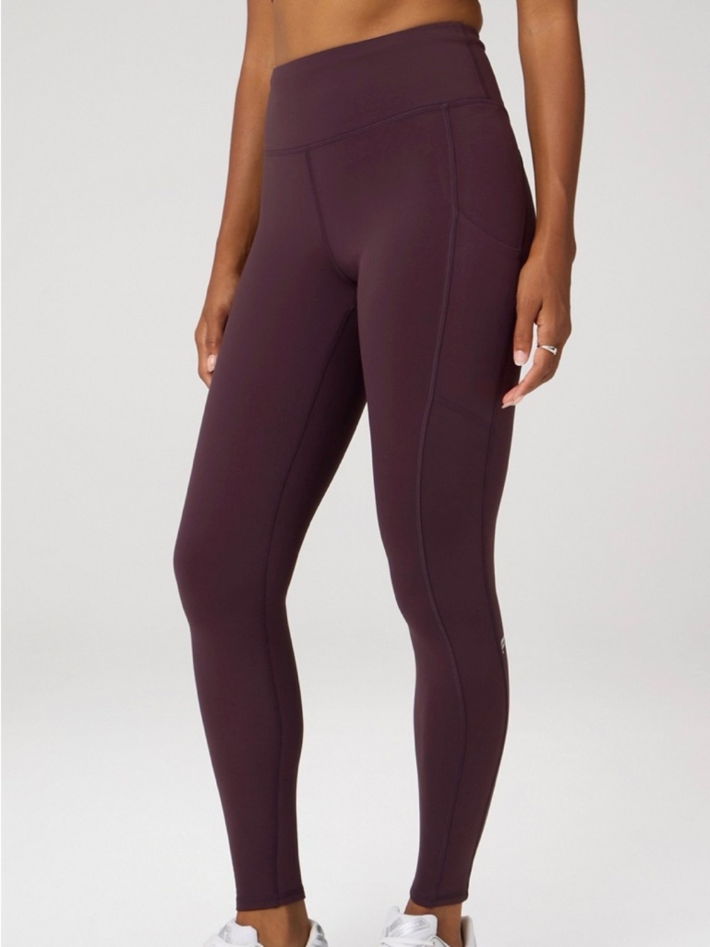 Fabletics High-Waisted Pocket Cold Weather Leggings in Burgundy